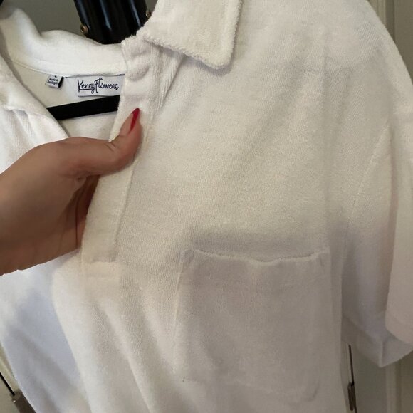 Kenny Flower Casa Blanca Terry Polo Mens Shirt White - Picture 4 of 4